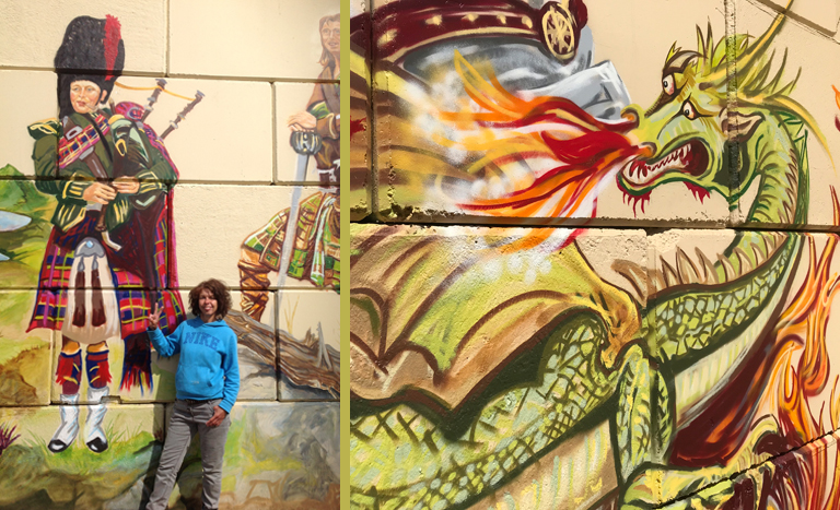 Bagpiper und Graffiti Dragon by AndyMo